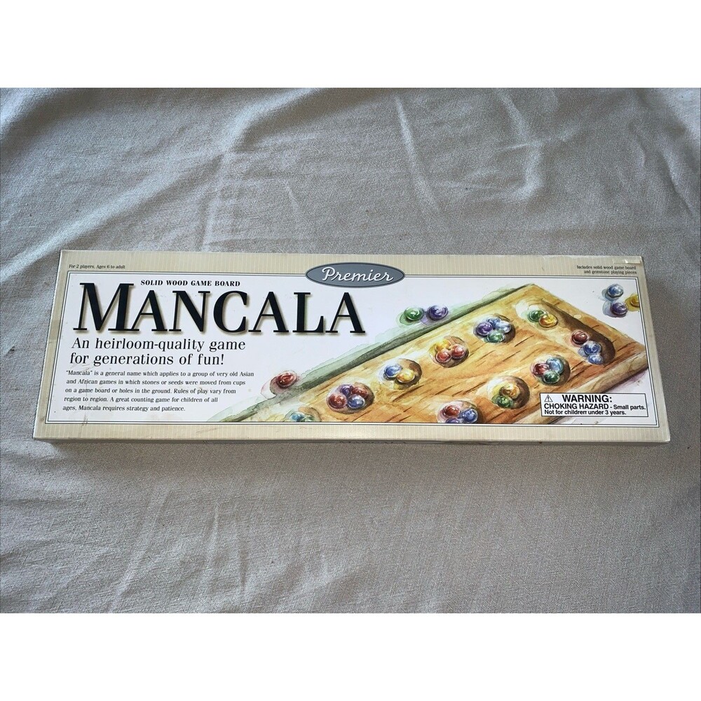 New Mancala Premier Solid Wood Strategy Game - Game Board Is Factory Sealed